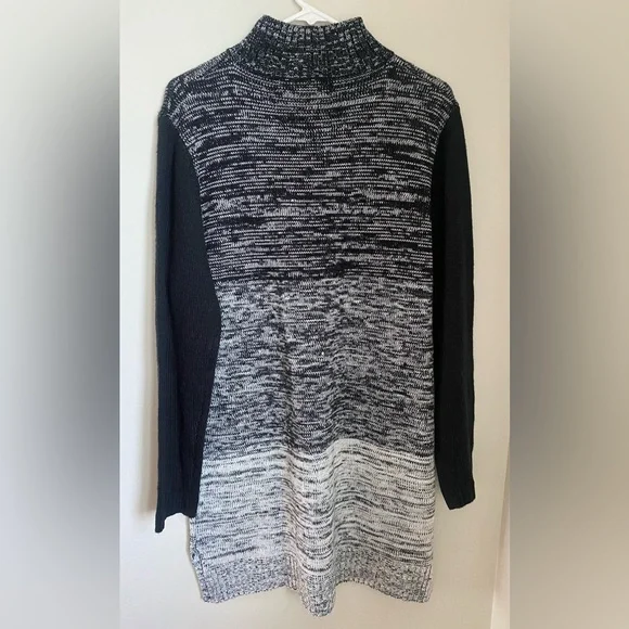 Papillon Blanc High Neck Knit Sweater Dress Grey Black Size X Large NWT - Picture 4 of 12